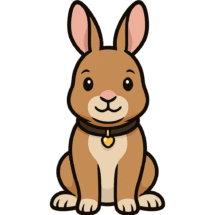 Cartoon-Hund mit braunem Fell und Herz-Halsband sitzt aufrecht – Symbol für Haustierliebe oder Tierfreundlichkeit